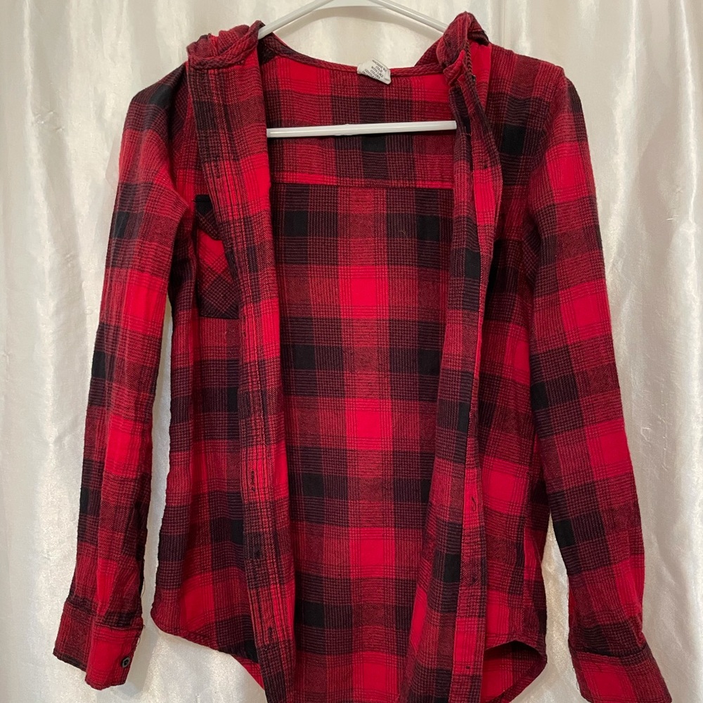 Button up Flannel with hoodie